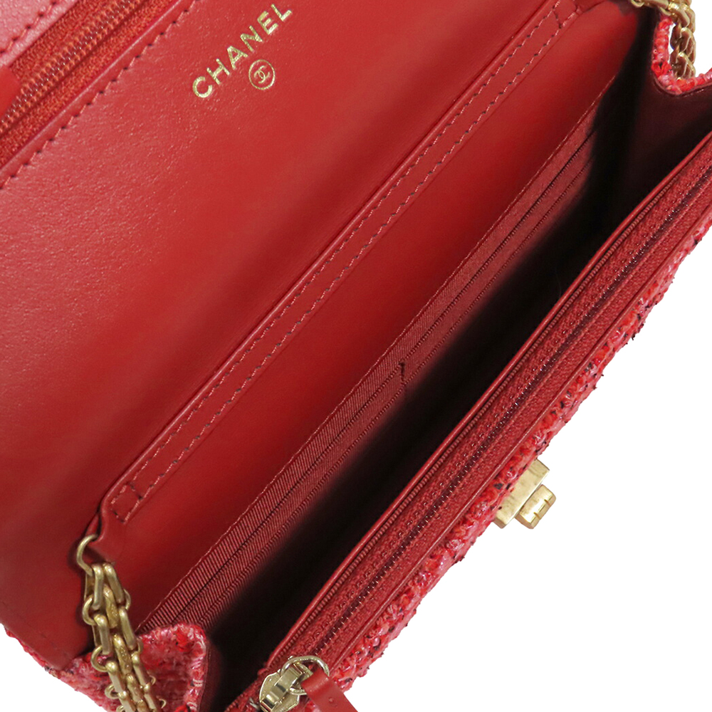 Pre-Loved Chanel Quilted Tweed Reissue 2.55 Wallet On Chain - Picture 4 of 12
